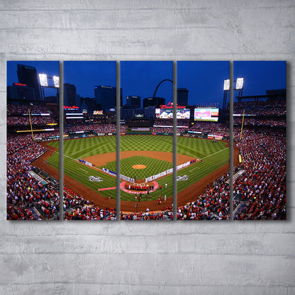 Busch stadium baseball park, Stadium Canvas, Sport Art, 5 Panel B, Extra Large Canvas, Canvas Print Wall Art