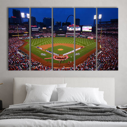 Busch stadium baseball park, Stadium Canvas, Sport Art, 5 Panel B, Extra Large Canvas, Canvas Print Wall Art
