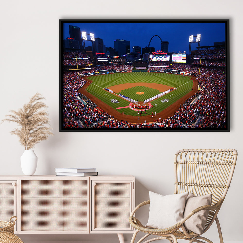Busch stadium baseball park, Stadium Canvas, Sport Art, Framed Canvas Print Wall Art, Floating Frame