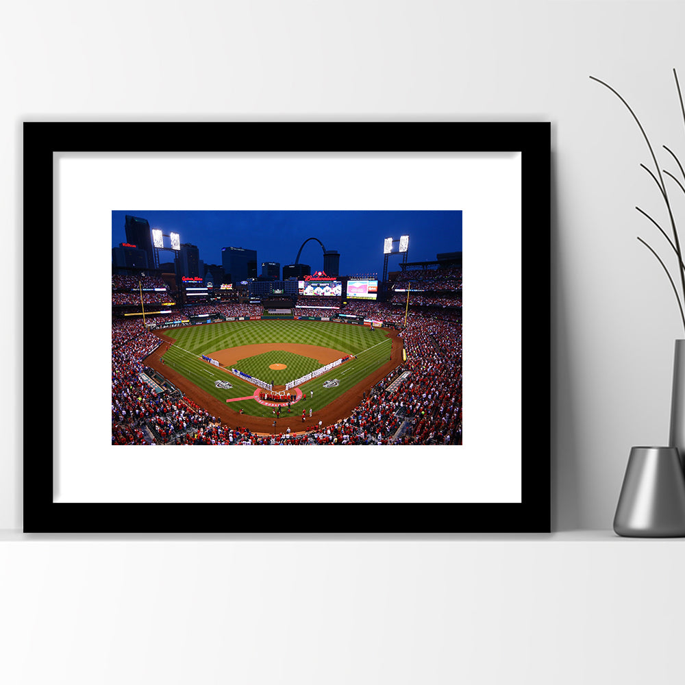 Busch stadium baseball park, Stadium Canvas, Sport Art, Gift for him, White Border Framed Art Print Wall Decor