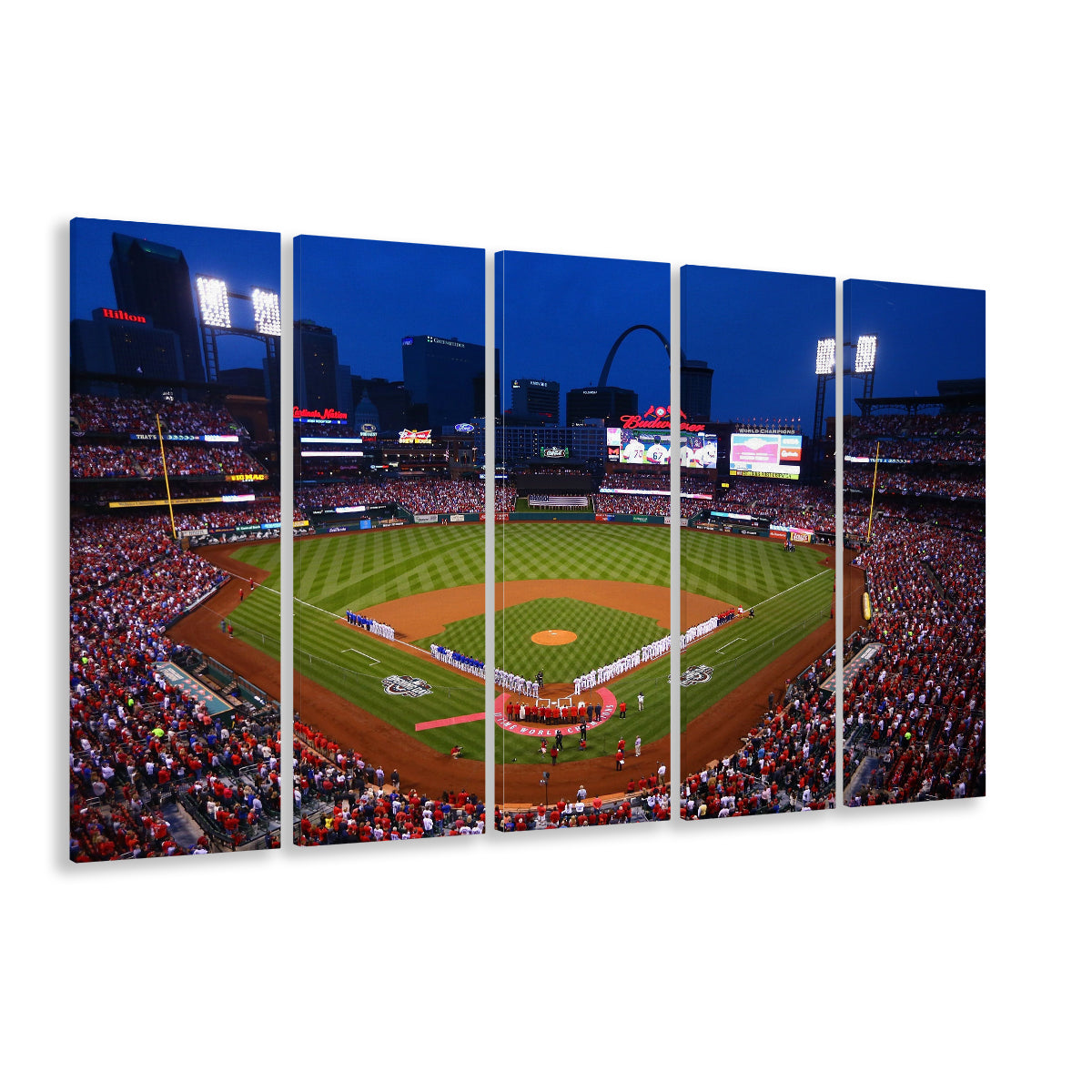 Busch stadium baseball park, Stadium Canvas, Sport Art, 5 Panel B, Extra Large Canvas, Canvas Print Wall Art