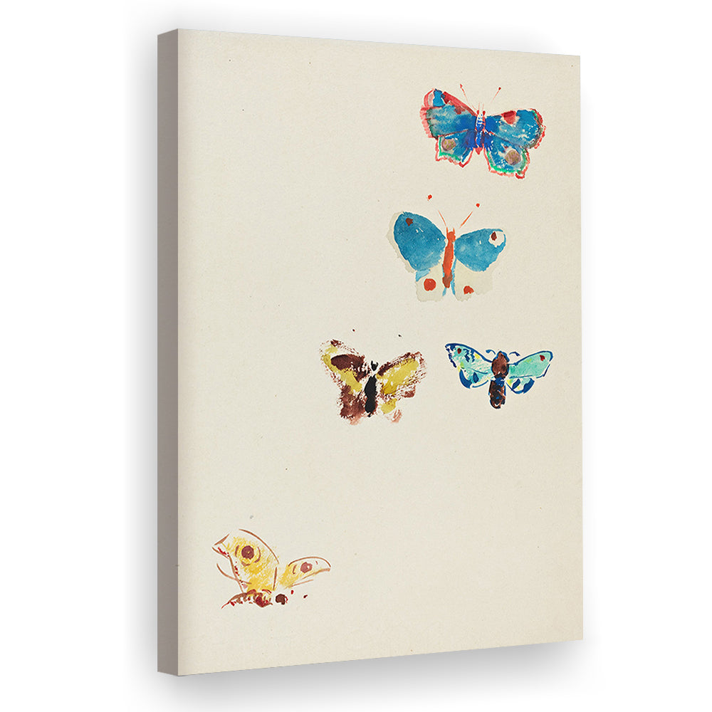 Butterflies Drawing Art Farmhouse Decors Kid's Deor Canvas Print Wall Art