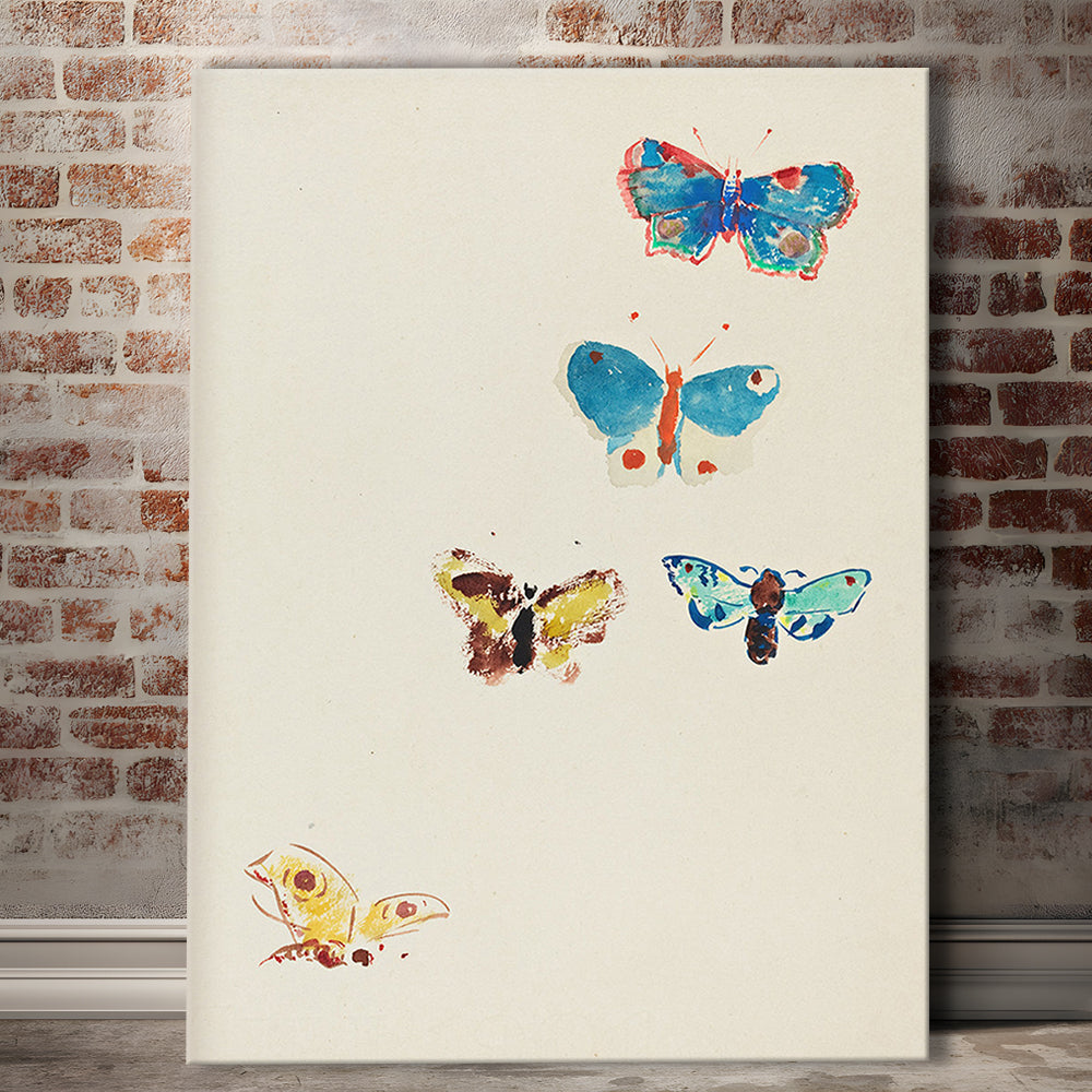 Butterflies Drawing Art Farmhouse Decors Kid's Deor Canvas Print Wall Art
