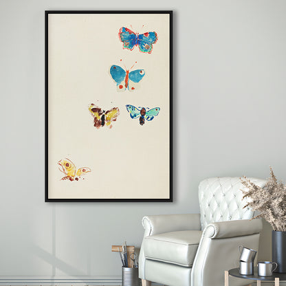 Butterflies Drawing Art Farmhouse Decors Kid's Decor Framed Canvas Print Wall Art