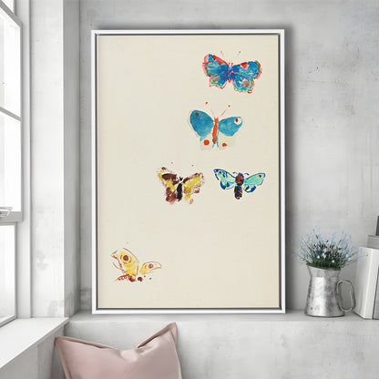 Butterflies Drawing Art Farmhouse Decors Kid's Decor Framed Canvas Print Wall Art