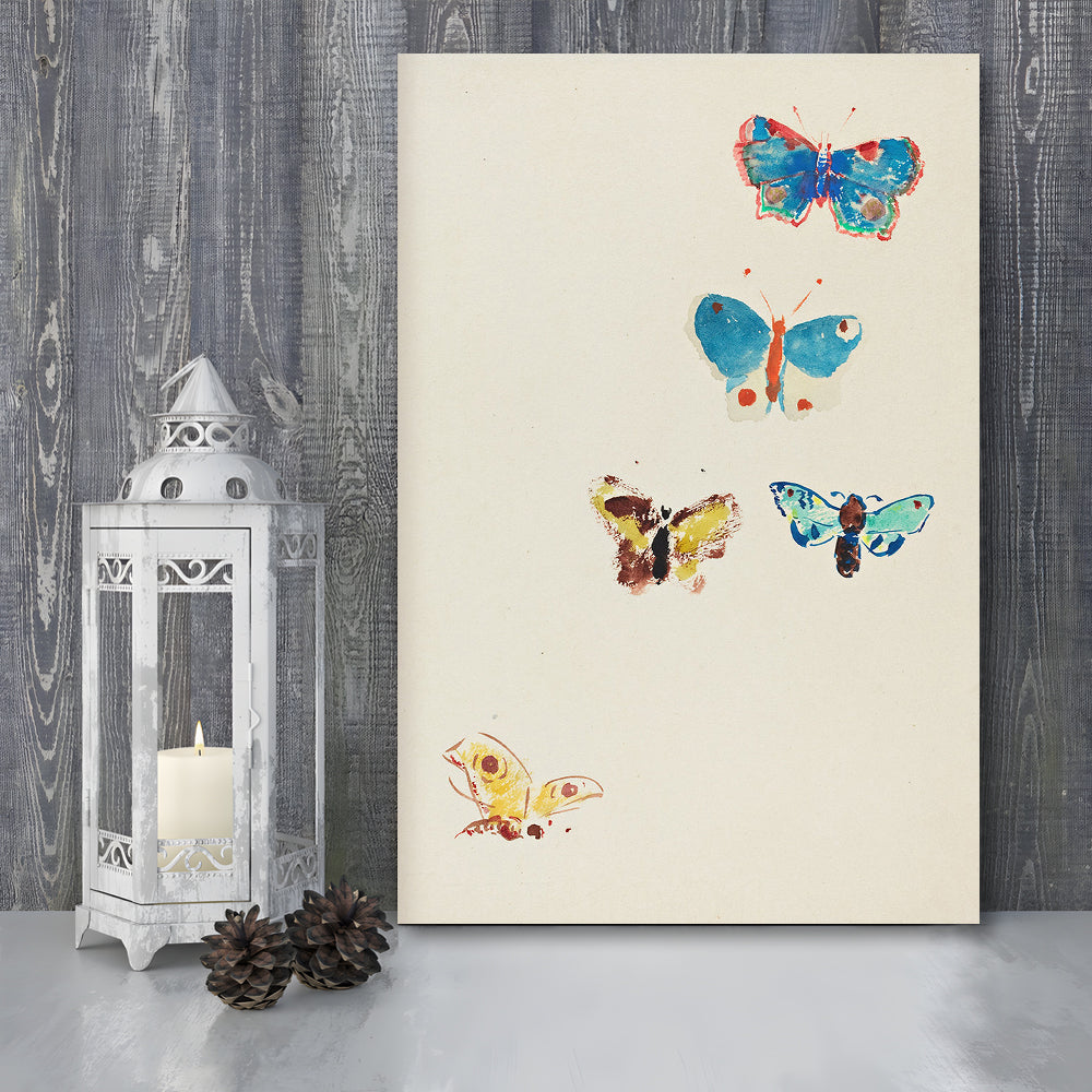 Butterflies Drawing Art Farmhouse Decors Kid's Deor Canvas Print Wall Art