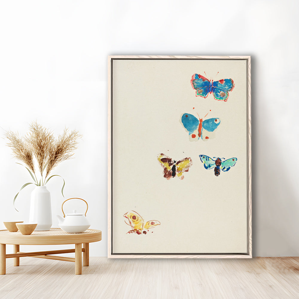 Butterflies Drawing Art Farmhouse Decors Kid's Decor Framed Canvas Print Wall Art