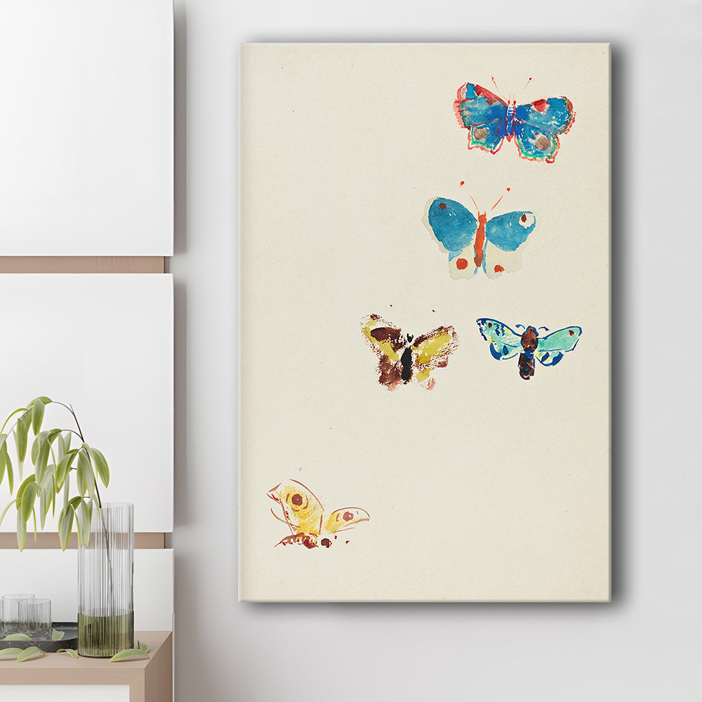 Butterflies Drawing Art Farmhouse Decors Kid's Deor Canvas Print Wall Art
