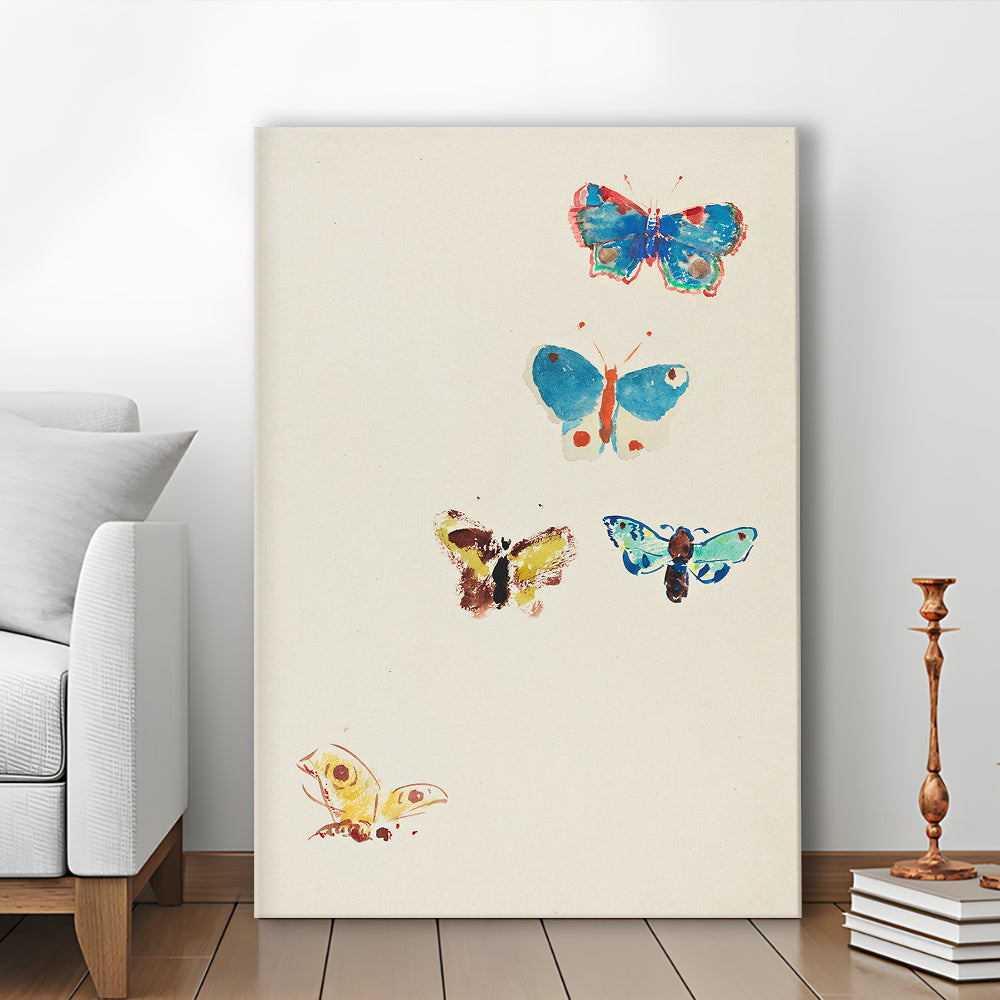 Butterflies Drawing Art Farmhouse Decors Kid's Deor Canvas Print Wall Art