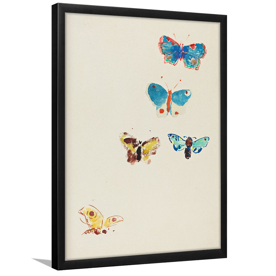 Butterflies Drawing Art Farmhouse Decors Kid's Decor Framed Art Print Wall Decor
