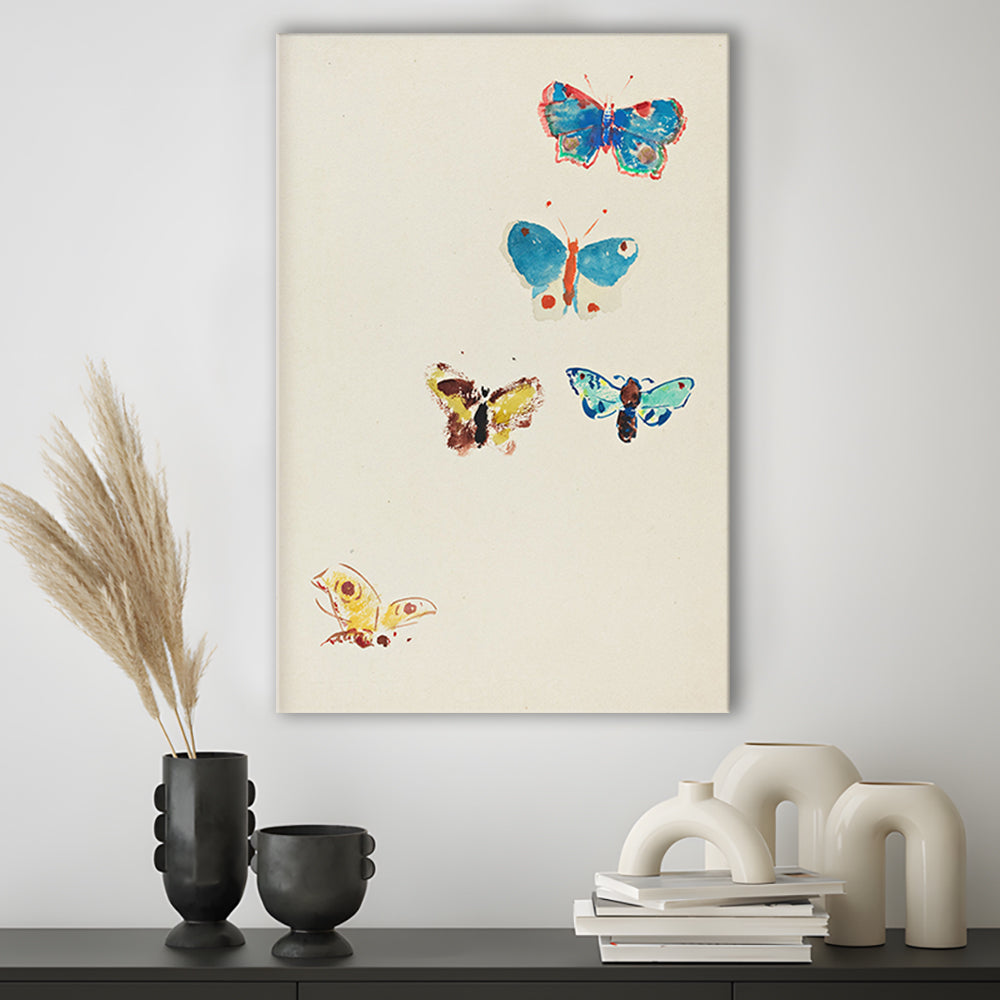 Butterflies Drawing Art Farmhouse Decors Kid's Deor Canvas Print Wall Art