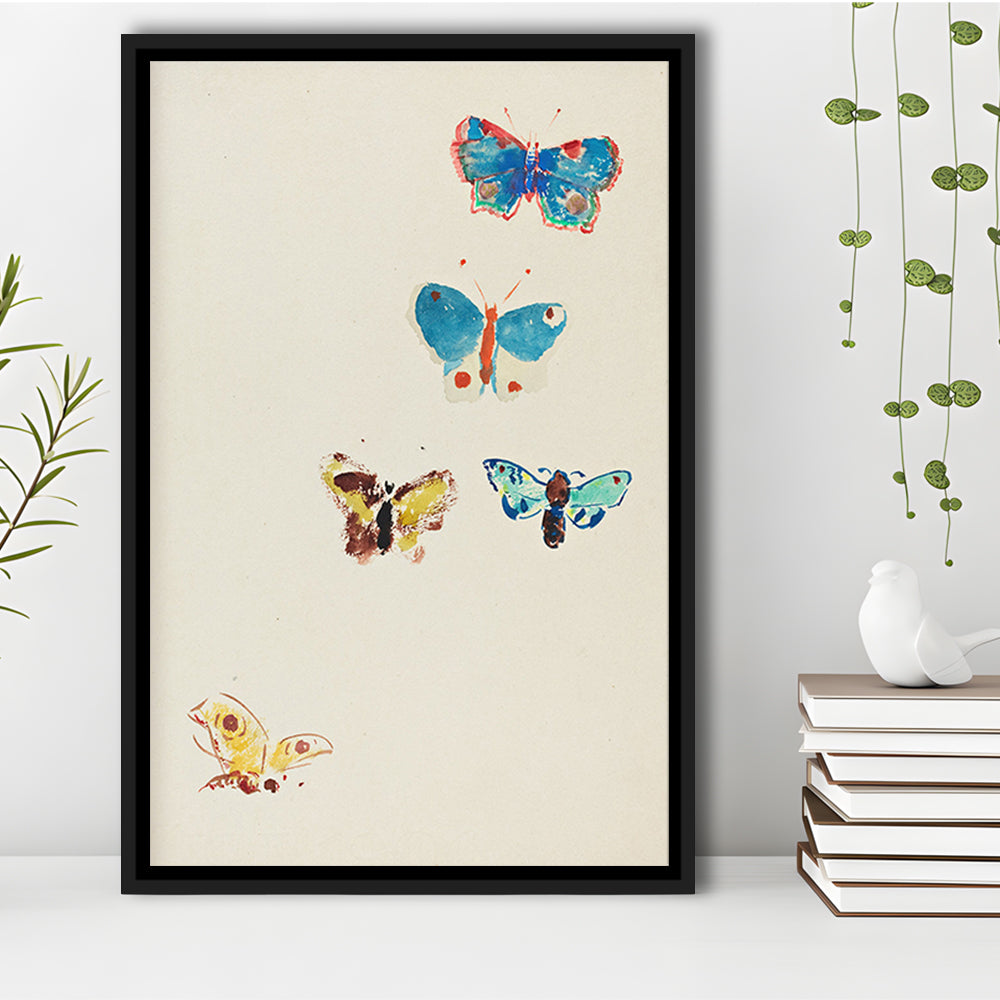 Butterflies Drawing Art Farmhouse Decors Kid's Decor Framed Canvas Print Wall Art