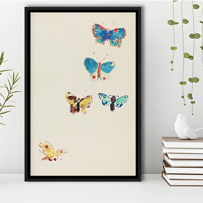 Butterflies Drawing Art Farmhouse Decors Kid's Decor Framed Canvas Print Wall Art