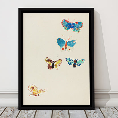 Butterflies Drawing Art Farmhouse Decors Kid's Decor Framed Canvas Print Wall Art