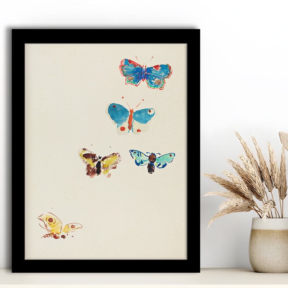 Butterflies Drawing Art Farmhouse Decors Kid's Decor Framed Art Print Wall Decor