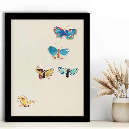Butterflies Drawing Art Farmhouse Decors Kid's Decor Framed Art Print Wall Decor