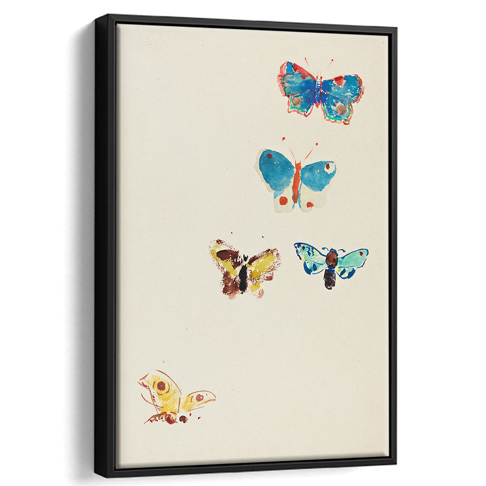 Butterflies Drawing Art Farmhouse Decors Kid's Decor Framed Canvas Print Wall Art