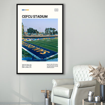 CEFCU Stadium Print, San Jose State Spartans Stadium Canvas Art, Man Cave Gift, Floating Framed Canvas Print Wall Art