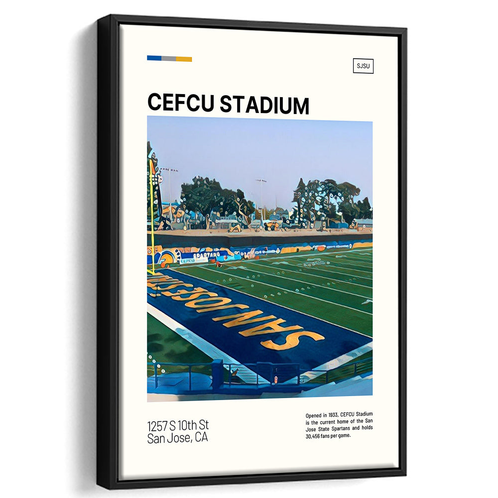 CEFCU Stadium Print, San Jose State Spartans Stadium Canvas Art, Man Cave Gift, Floating Framed Canvas Print Wall Art