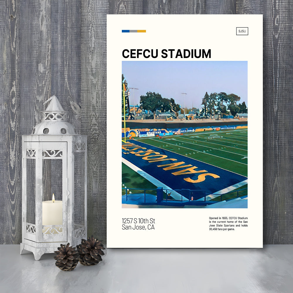 CEFCU Stadium Print, San Jose State Spartans Stadium Canvas Art, Fan Gifts, Sport Art, Canvas Print Wall Art