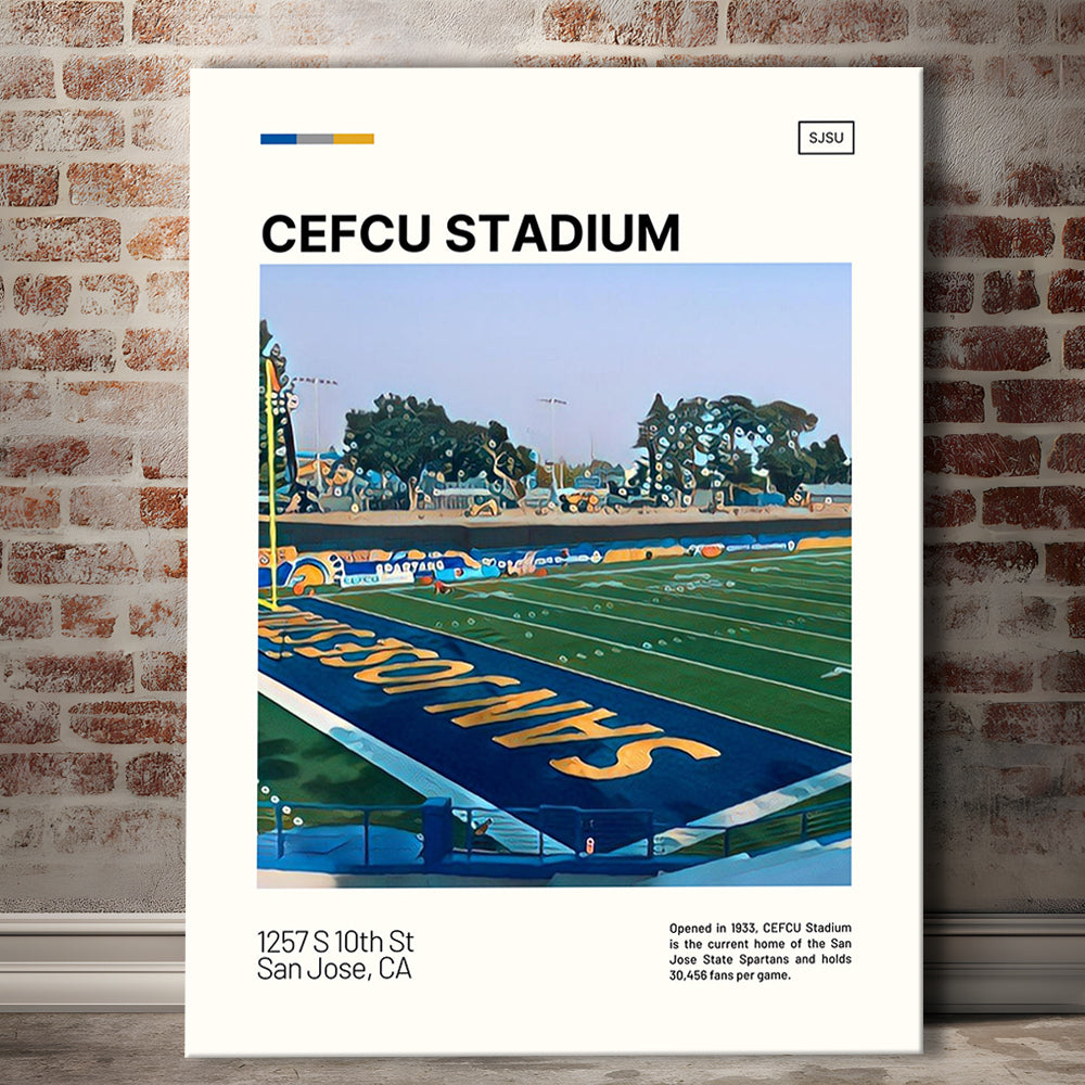 CEFCU Stadium Print, San Jose State Spartans Stadium Canvas Art, Fan Gifts, Sport Art, Canvas Print Wall Art