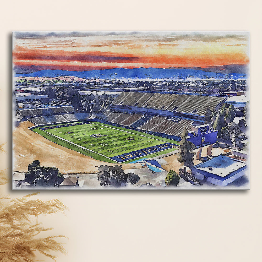 CEFCU Painting Stadium Watercolor, San Jose California Watercolor, Sport Art, Gifts for him, Canvas Print Wall Art