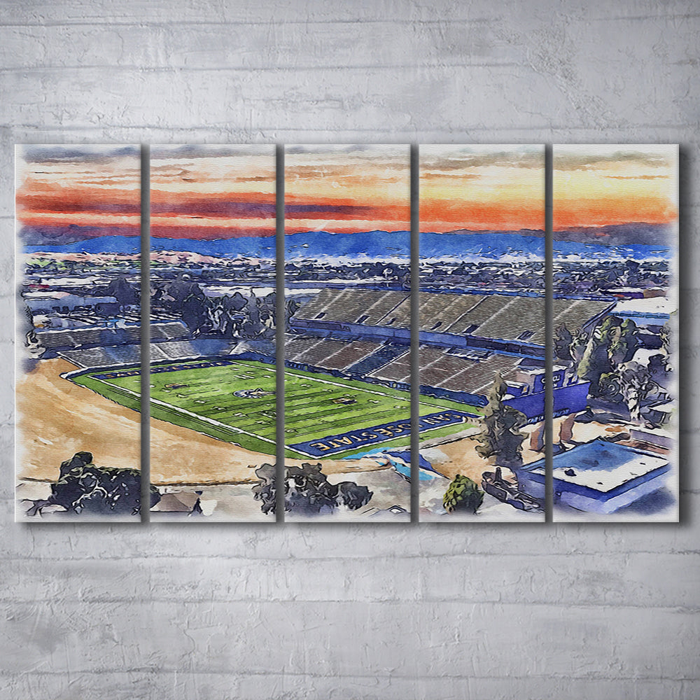 CEFCU Painting Stadium Watercolor, San Jose California Watercolor, Sport Art, Extra Large Canvas Print Wall Art