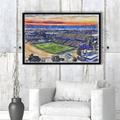 CEFCU Painting Stadium Watercolor, San Jose California Watercolor, Sport Gift Art, Framed Canvas Print Wall Art