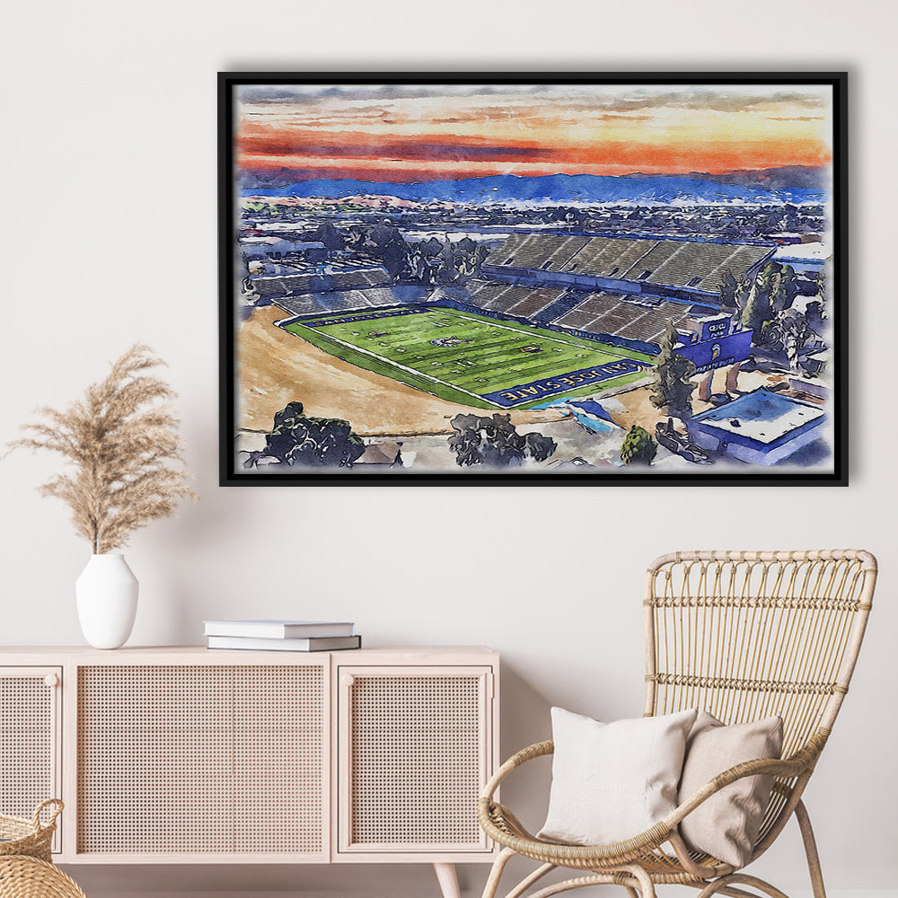CEFCU Painting Stadium Watercolor, San Jose California Watercolor, Sport Gift Art, Framed Canvas Print Wall Art