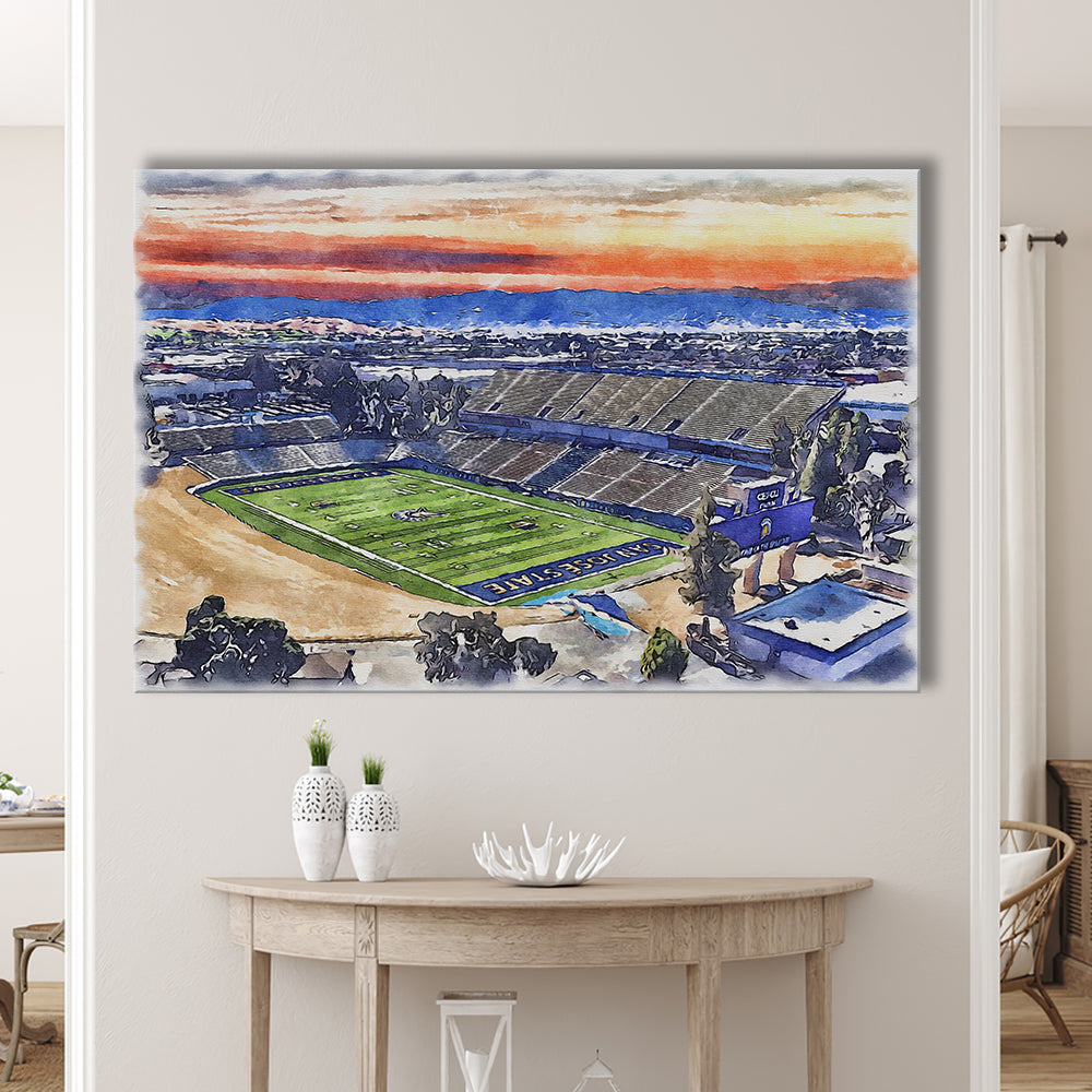 CEFCU Painting Stadium Watercolor, San Jose California Watercolor, Sport Art, Gifts for him, Canvas Print Wall Art