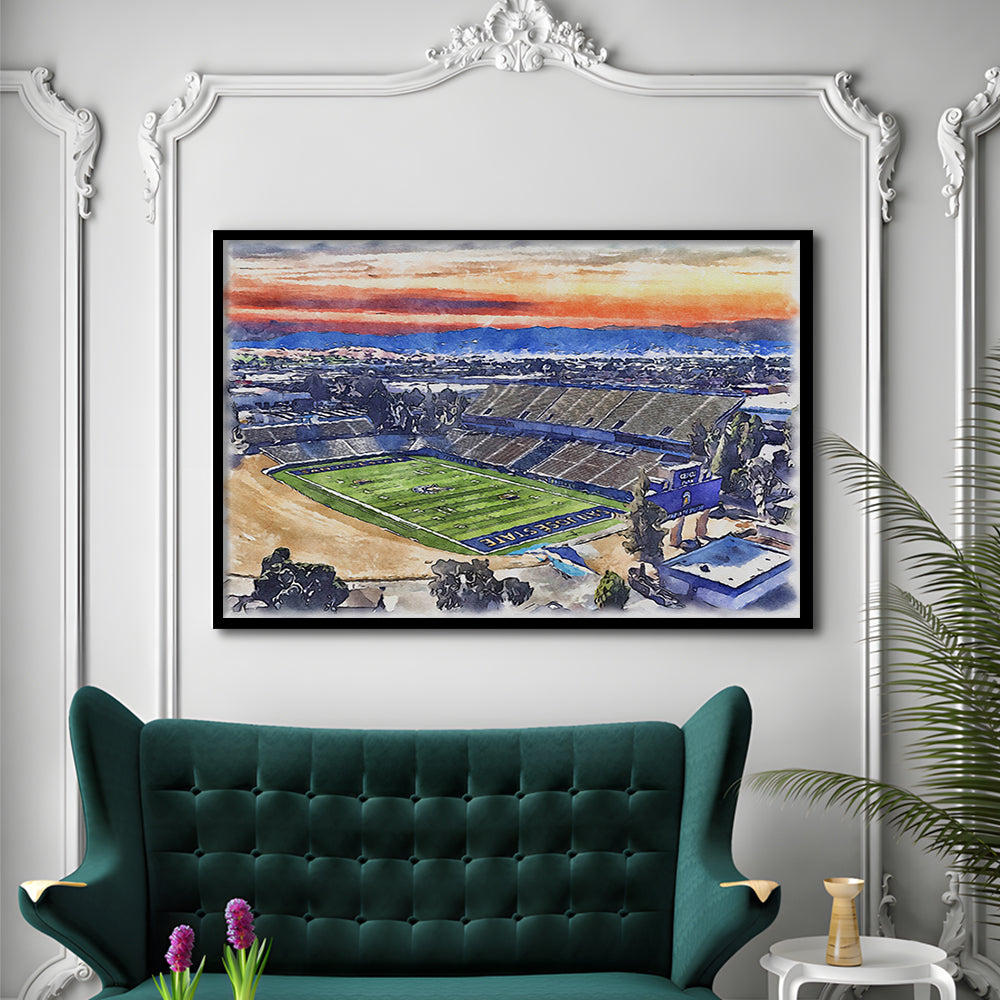 CEFCU Painting Stadium Watercolor, San Jose California Watercolor, Sport Gift Art, Framed Art Print Wall Decor