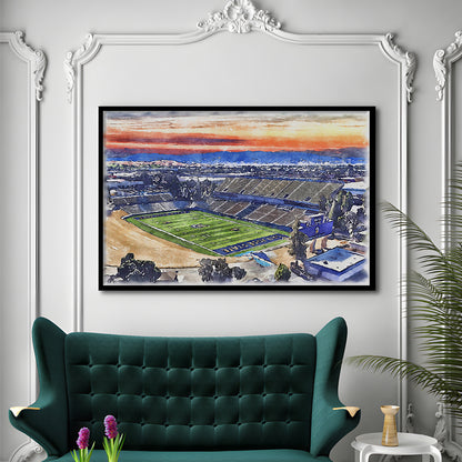 CEFCU Painting Stadium Watercolor, San Jose California Watercolor, Sport Gift Art, Framed Art Print Wall Decor