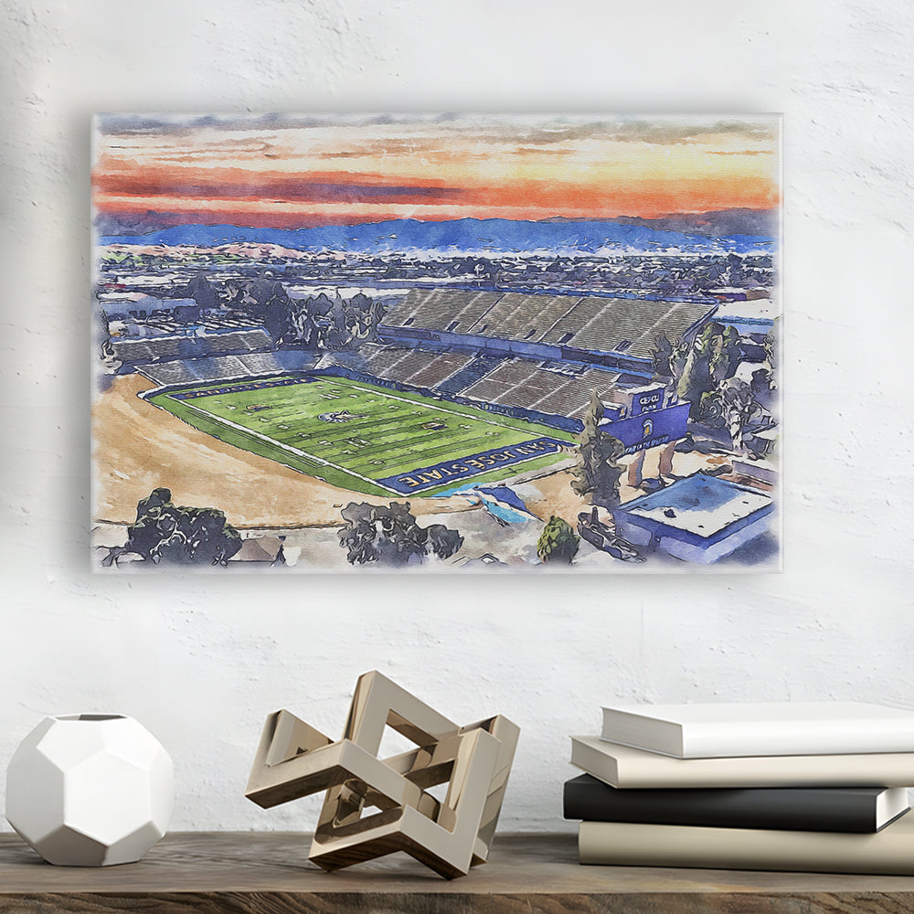 CEFCU Painting Stadium Watercolor, San Jose California Watercolor, Sport Art, Gifts for him, Canvas Print Wall Art
