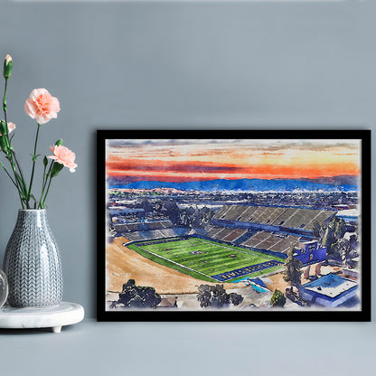 CEFCU Painting Stadium Watercolor, San Jose California Watercolor, Sport Gift Art, Framed Art Print Wall Decor