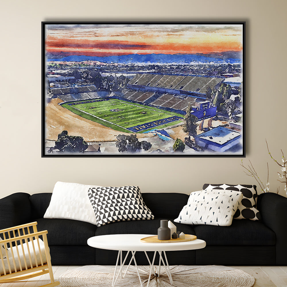 CEFCU Painting Stadium Watercolor, San Jose California Watercolor, Sport Gift Art, Framed Canvas Print Wall Art