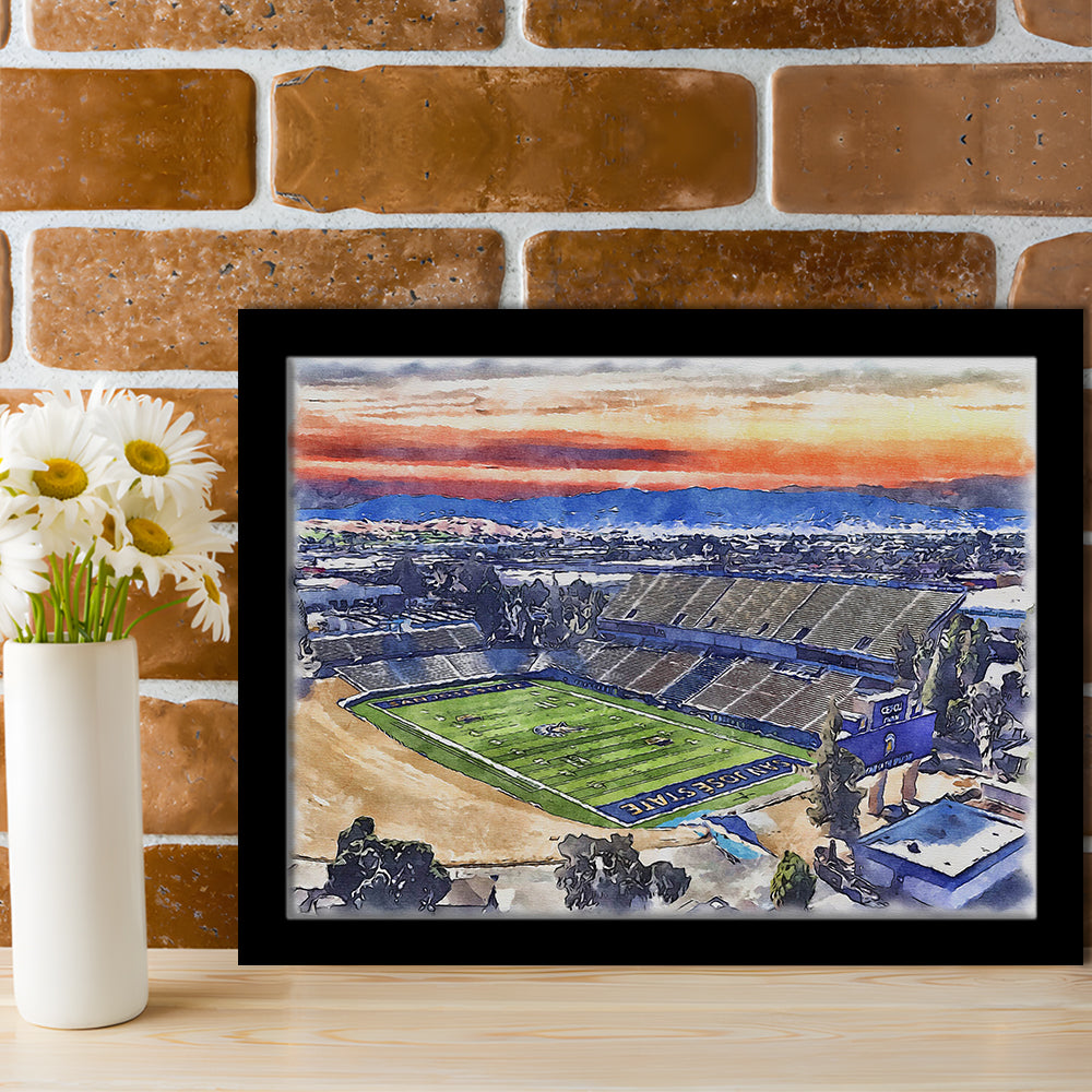 CEFCU Painting Stadium Watercolor, San Jose California Watercolor, Sport Gift Art, Framed Art Print Wall Decor