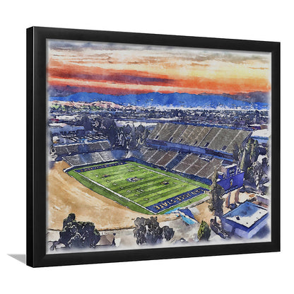 CEFCU Painting Stadium Watercolor, San Jose California Watercolor, Sport Gift Art, Framed Art Print Wall Decor