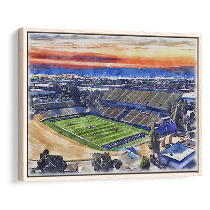 CEFCU Painting Stadium Watercolor, San Jose California Watercolor, Sport Gift Art, Framed Canvas Print Wall Art