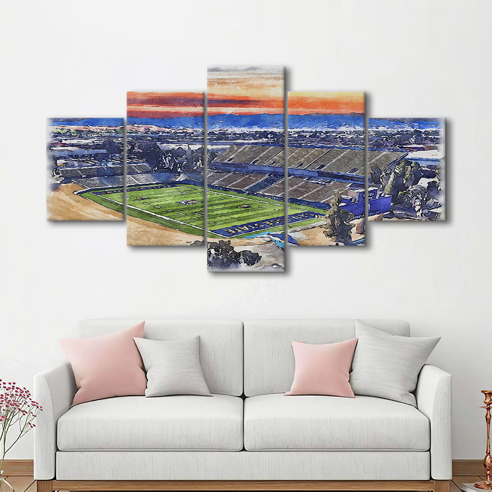 CEFCU Painting Stadium Watercolor, San Jose California Watercolor, Sport Art, Mixed 5 Panel, Canvas Print Wall Art