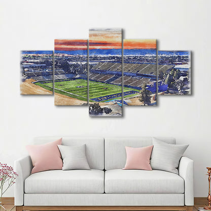 CEFCU Painting Stadium Watercolor, San Jose California Watercolor, Sport Art, Mixed 5 Panel, Canvas Print Wall Art