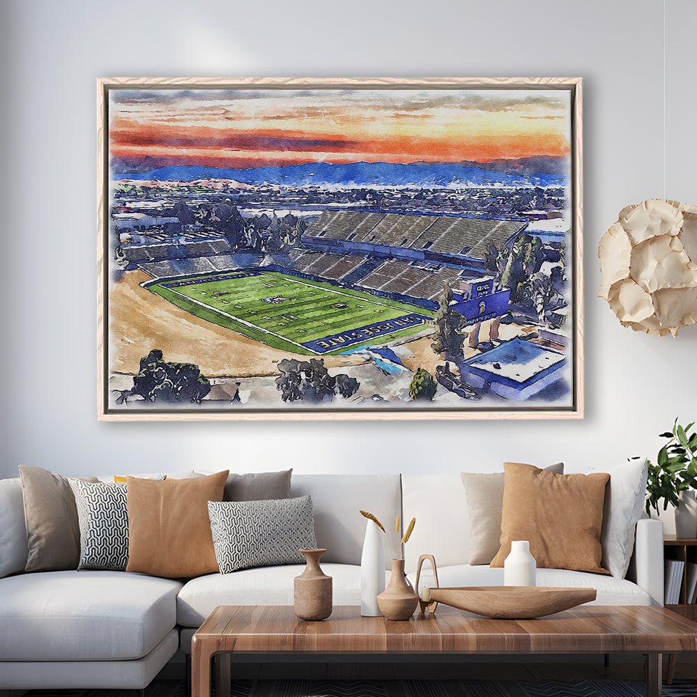 CEFCU Painting Stadium Watercolor, San Jose California Watercolor, Sport Gift Art, Framed Canvas Print Wall Art