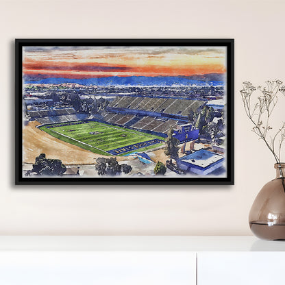CEFCU Painting Stadium Watercolor, San Jose California Watercolor, Sport Gift Art, Framed Canvas Print Wall Art