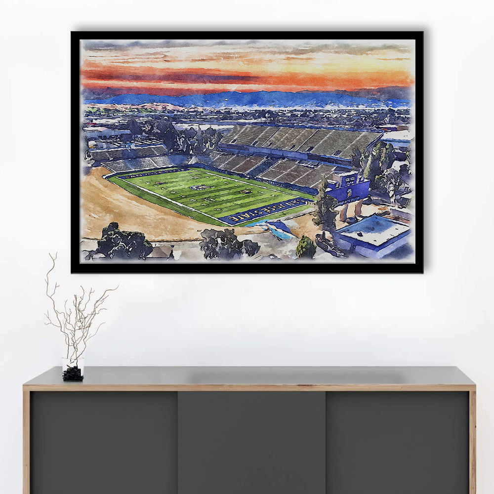 CEFCU Painting Stadium Watercolor, San Jose California Watercolor, Sport Gift Art, Framed Art Print Wall Decor