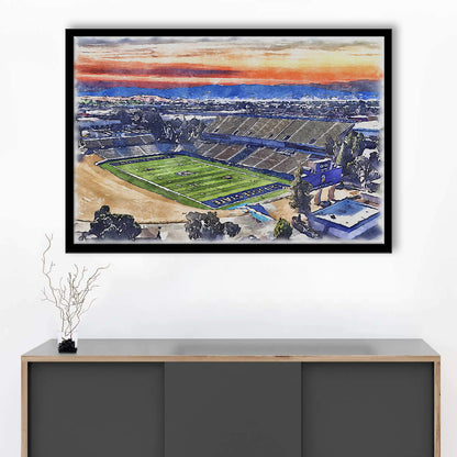 CEFCU Painting Stadium Watercolor, San Jose California Watercolor, Sport Gift Art, Framed Art Print Wall Decor