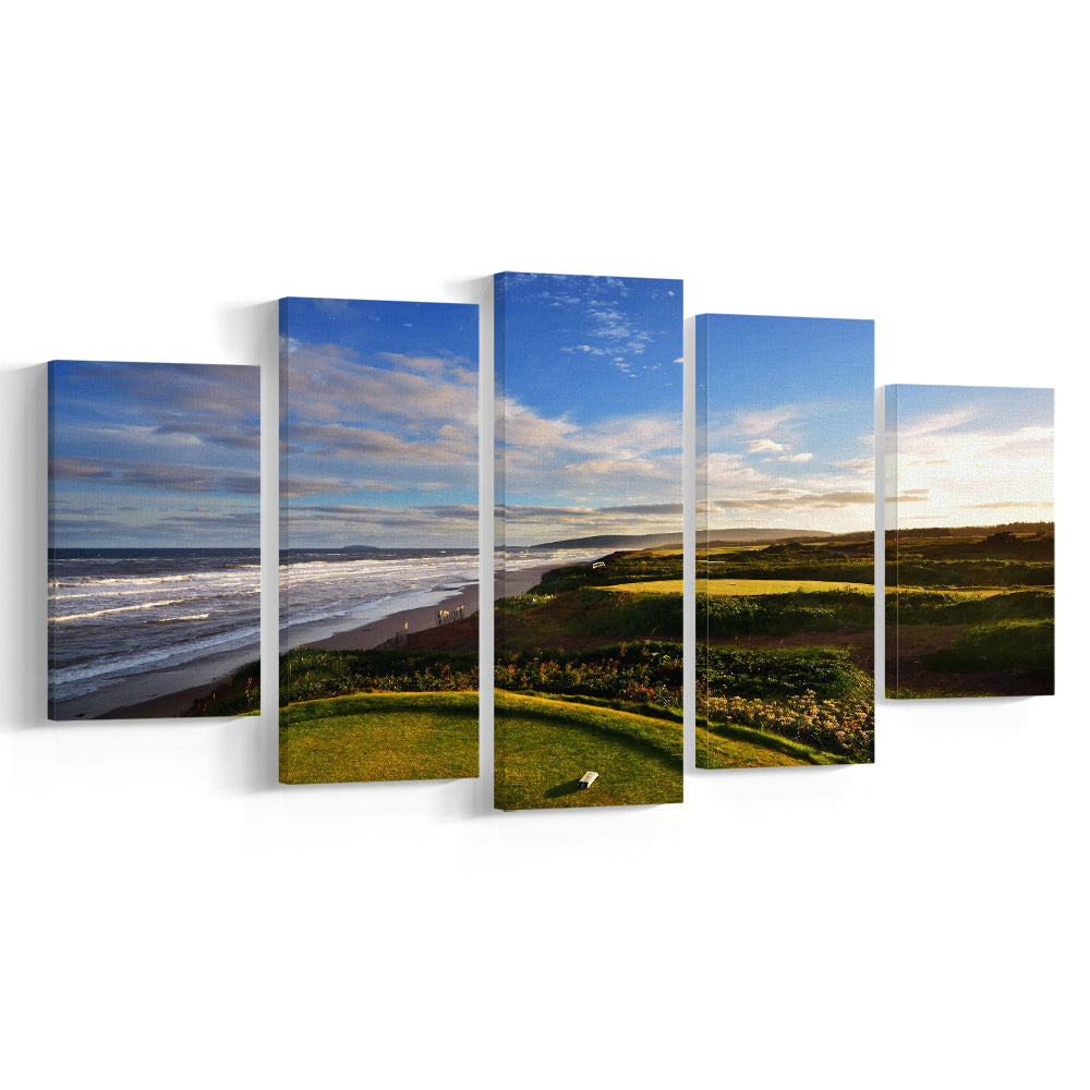 Cabot Links Golf Courses At Inverness, Nova Scotia, Canada, Golf Art Print, 5 Pieces Mixed Canvas Print Wall Art