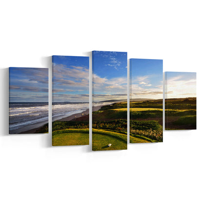Cabot Links Golf Courses At Inverness, Nova Scotia, Canada, Golf Art Print, 5 Pieces Mixed Canvas Print Wall Art