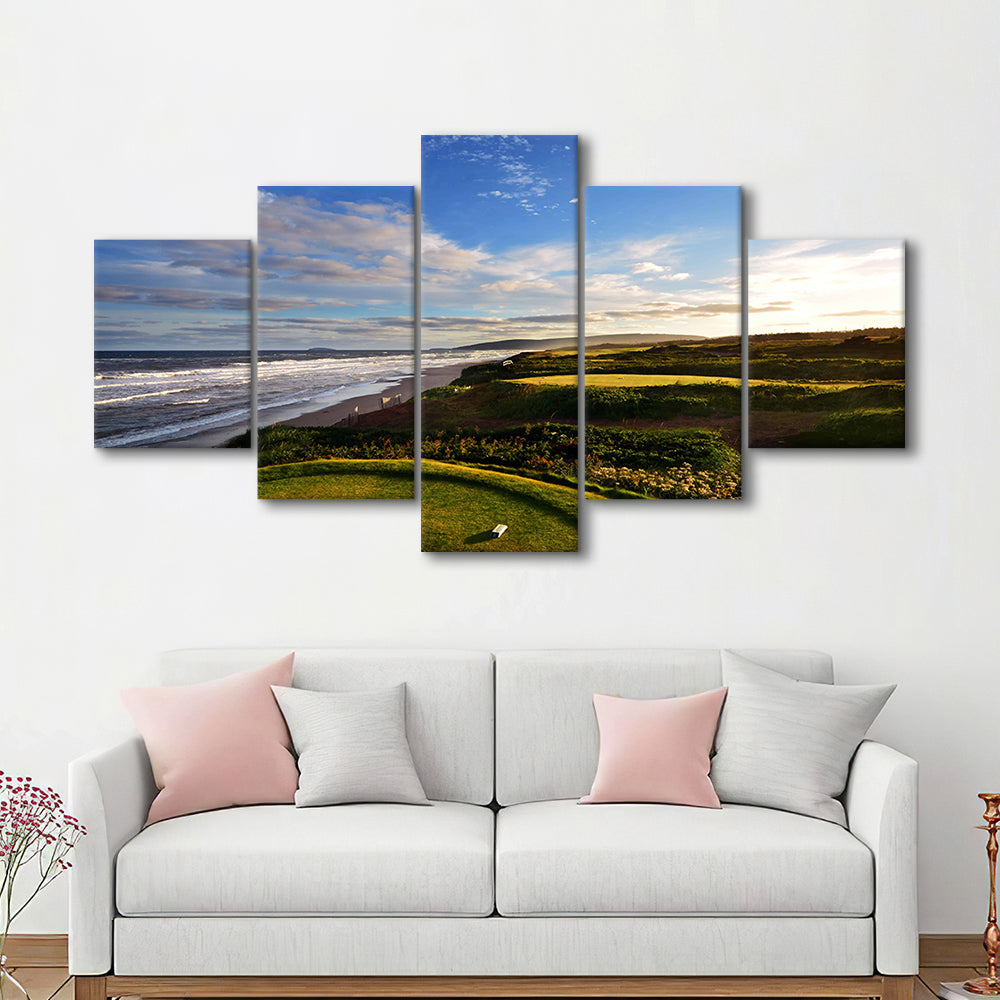 Cabot Links Golf Courses At Inverness, Nova Scotia, Canada, Golf Art Print, 5 Pieces Mixed Canvas Print Wall Art