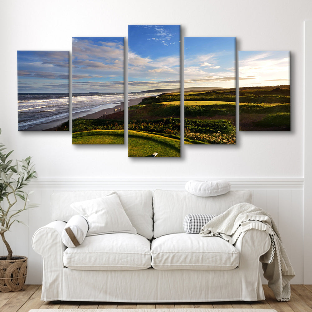 Cabot Links Golf Courses At Inverness, Nova Scotia, Canada, Golf Art Print, 5 Pieces Mixed Canvas Print Wall Art