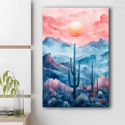 Cactus With Pink Cloud Sky Painting, Canvas Art Print Decor, Painting Art, Canvas Prints Wall Art