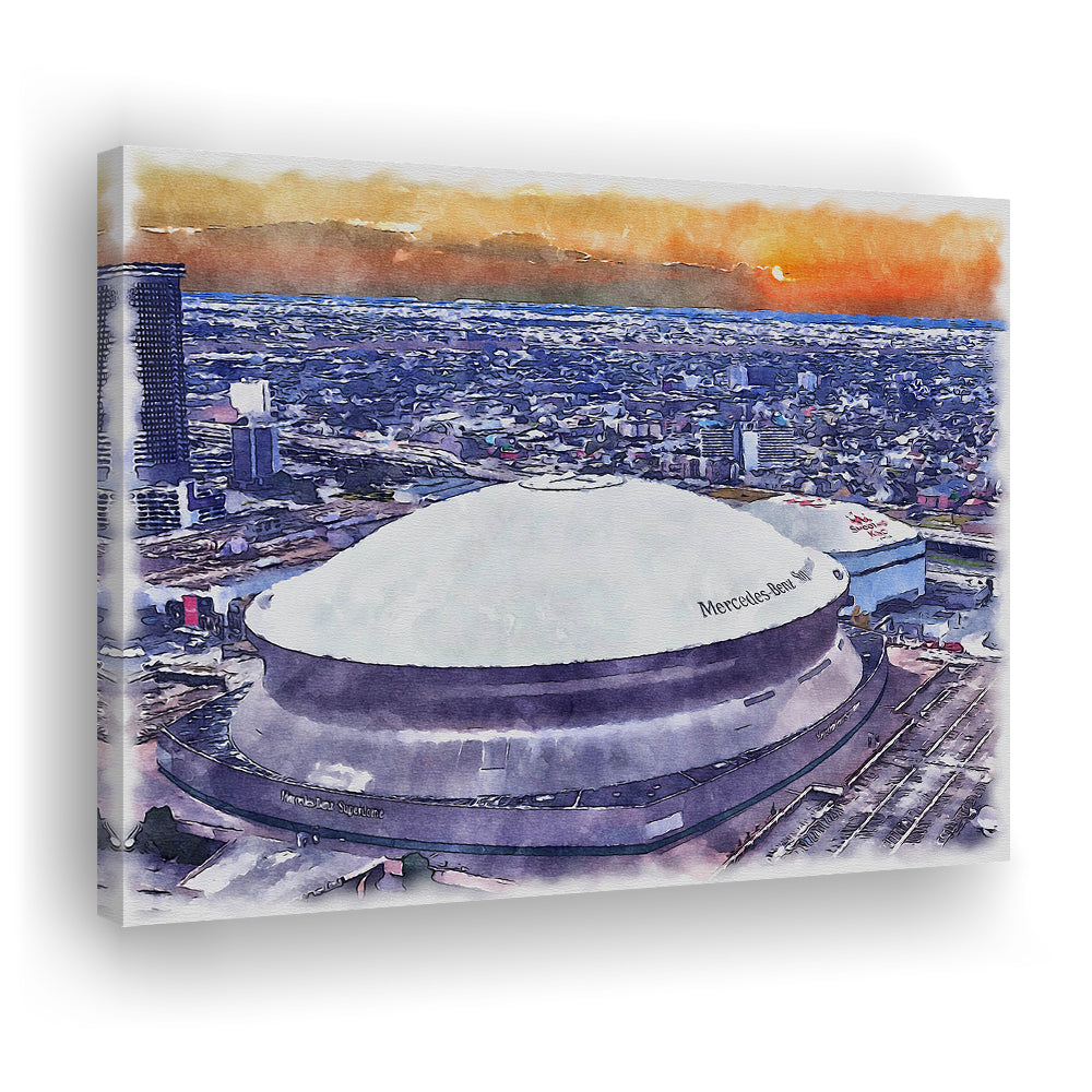 Caesars Superdome, New Orleans Saints Watercolor, Sport Art, Gifts for him, Canvas Print Wall Art